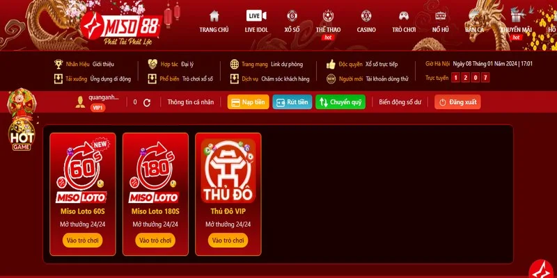 Xổ số Miso88 được coi là sảnh cá cược trực tuyến số 1 tại Việt Nam